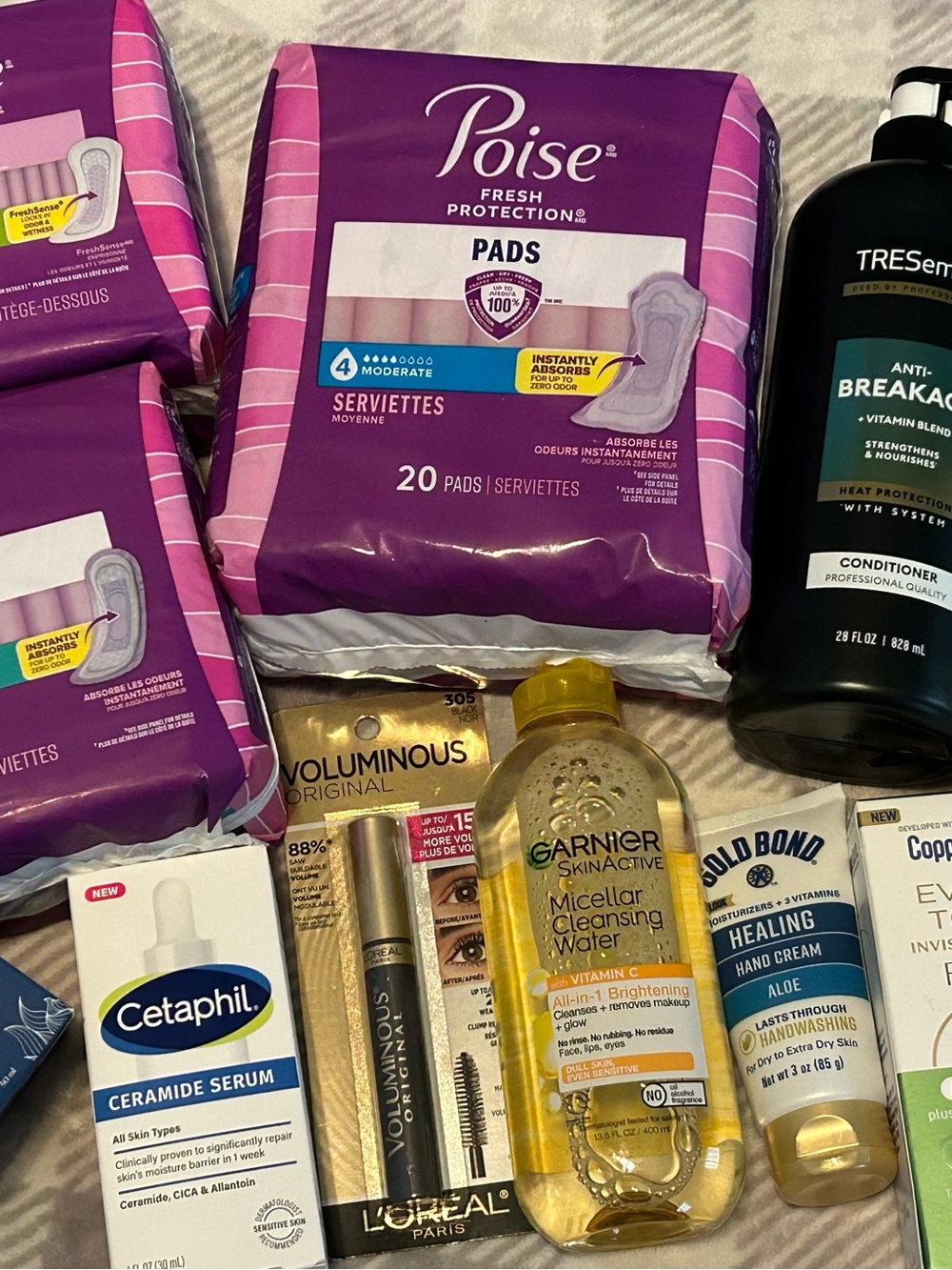Poise pads Wild Bloom Cetaphil serum ultimate personal care bundle 11 new items